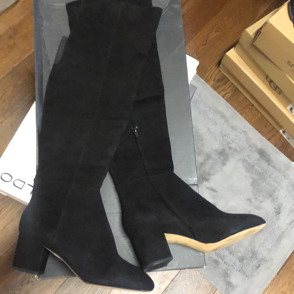 Halogen Over the knee suede black boots w/ block heel worn twice.